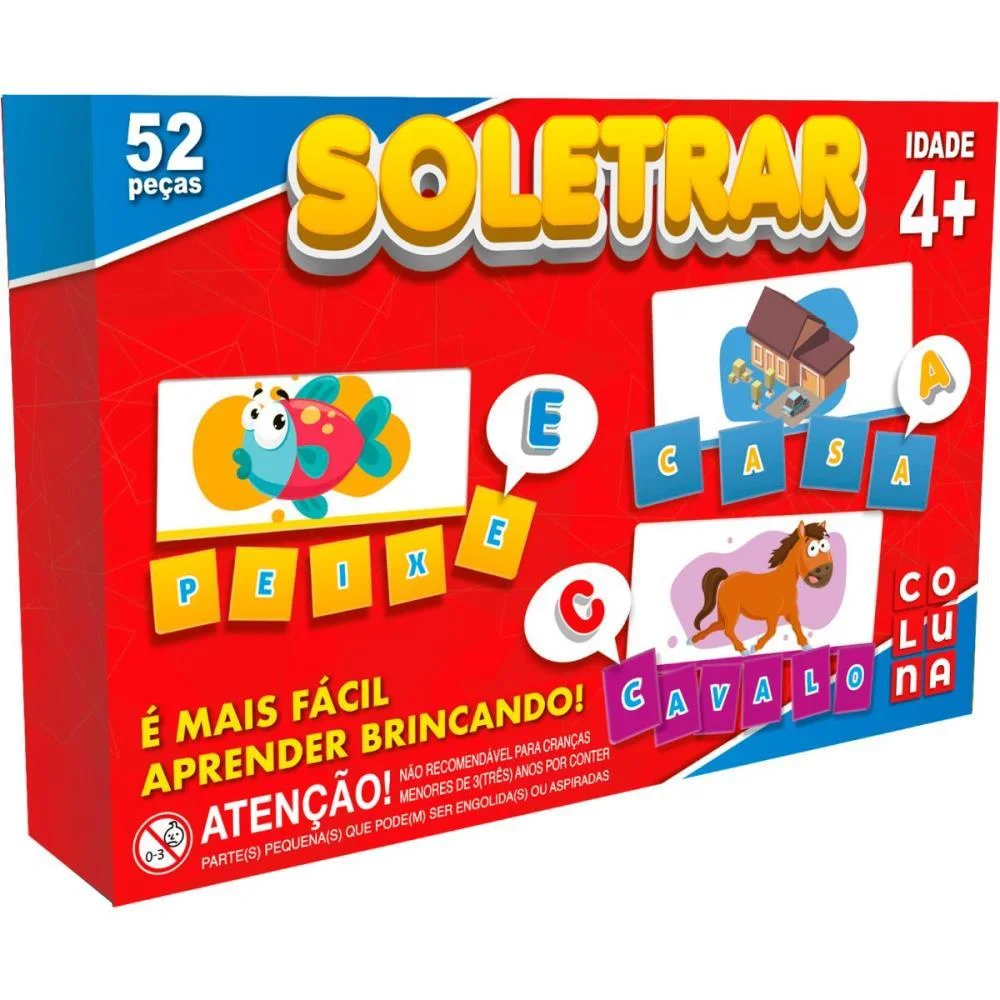 Brinquedo Pedagogico Soletrar 52 Peças Coluna (Unidade)