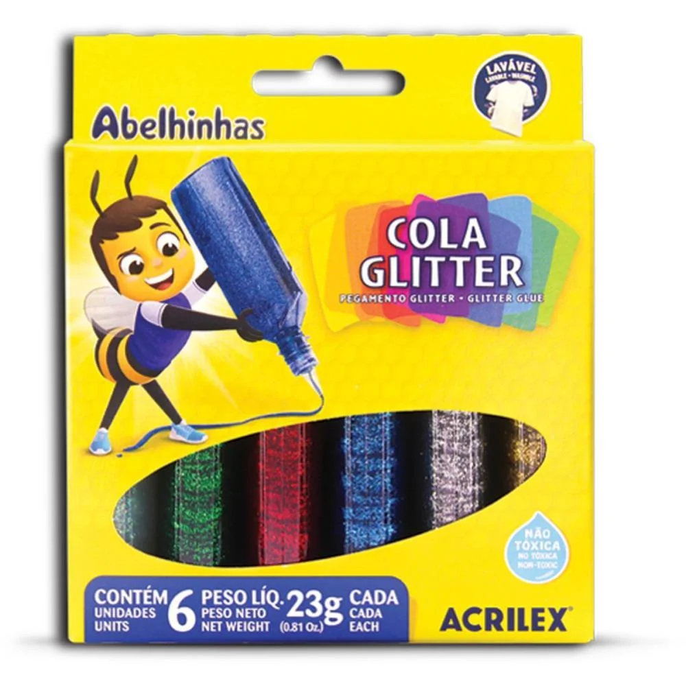 Cola Com Glitter Estojo C/06 Cores 23G (S) Acrilex (Pct.c/06)