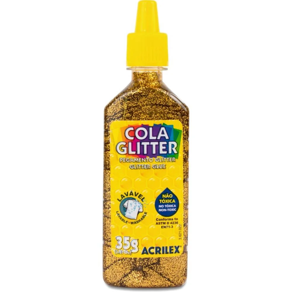 Cola Com Glitter Tubo 35G. Ouro Acrilex (Duzia)