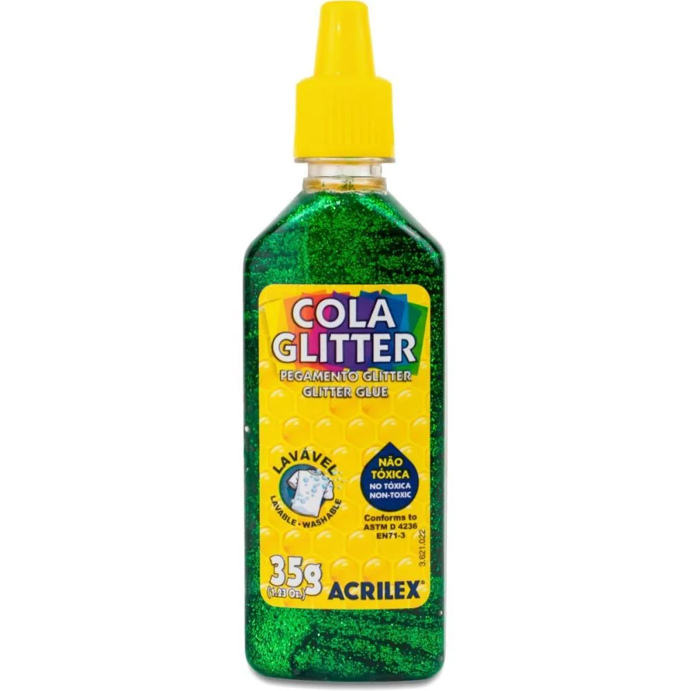 Cola Com Glitter Tubo 35G. Verde Acrilex (Duzia)