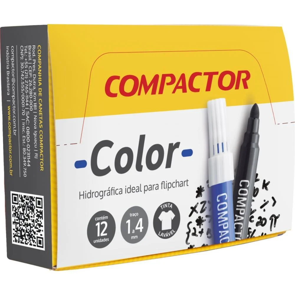 Caneta Hidrografica Jumbo Compactor Color Avulso Preto Compactor (Cx.c/12)