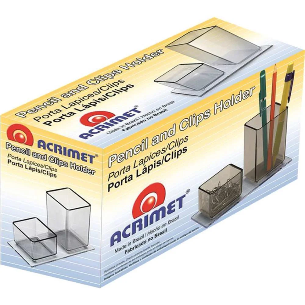 Acessorio Para Mesa Lapis/Clips Acrilico Fume Acrimet (Unidade)