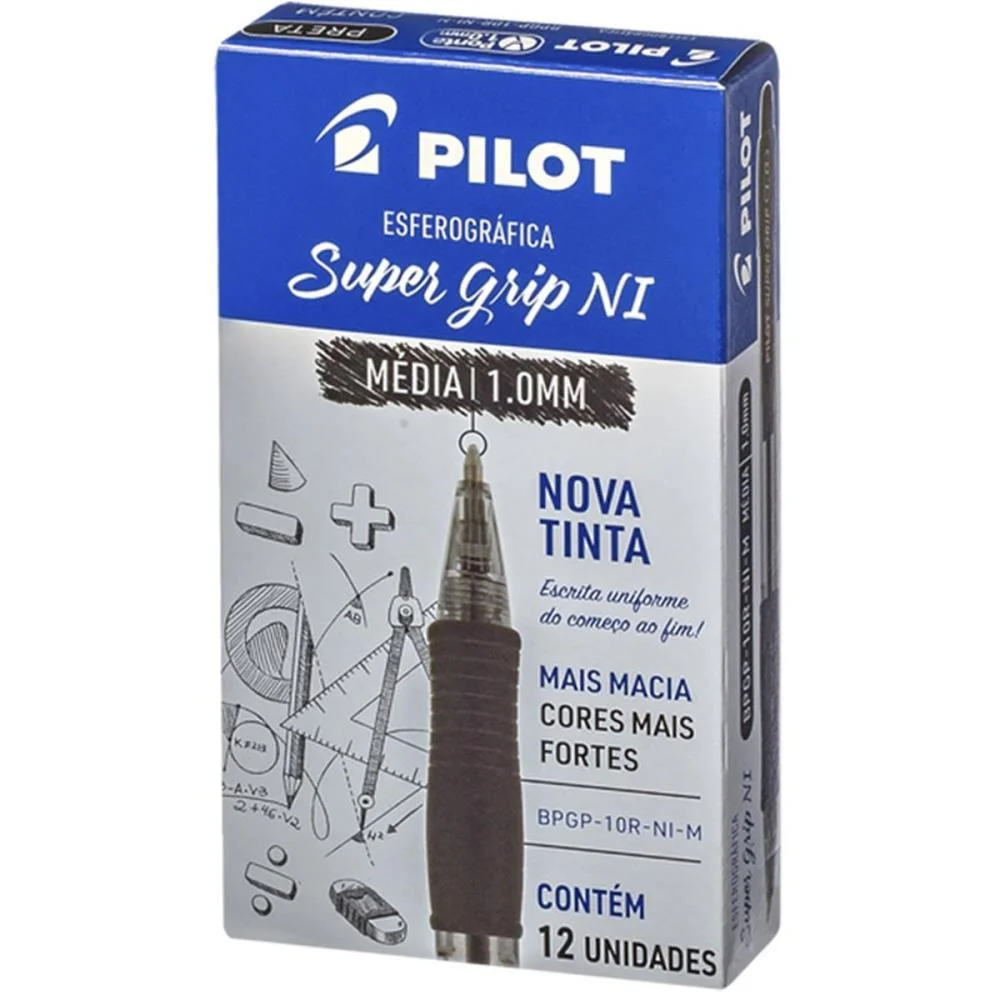 Caneta Esferografica Retratil Bpgp-S Supergrip 1.0Mm Preta Pilot (Cx.c/12)