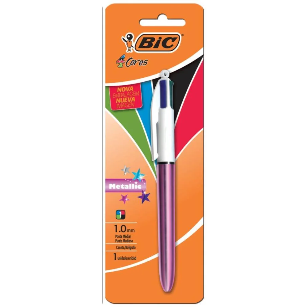 Caneta Esferografica Bic 4 Cores Metallic Corpo Rs Bic (Bl.c/01)