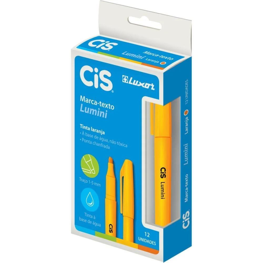 Caneta Marca Texto Cis Lumini Laranja Sertic (Cx.c/12)