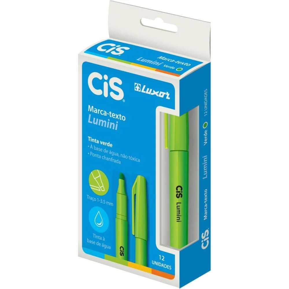 Caneta Marca Texto Cis Lumini Verde Sertic (Cx.c/12)