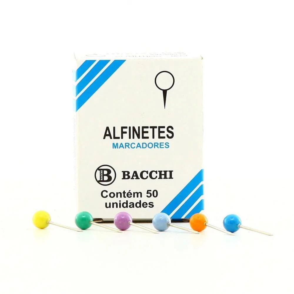 Alfinete Mapa Colorido Cx.c/50Pcs. Bacchi (Pct.c/10)