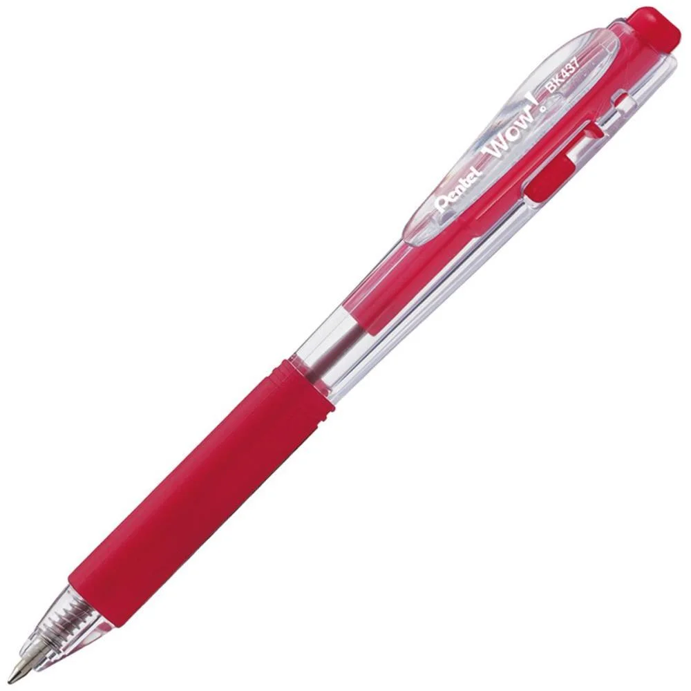Caneta Esferografica Retratil Wow 0,7Mm Vermelha Pentel (Cx.c/12)