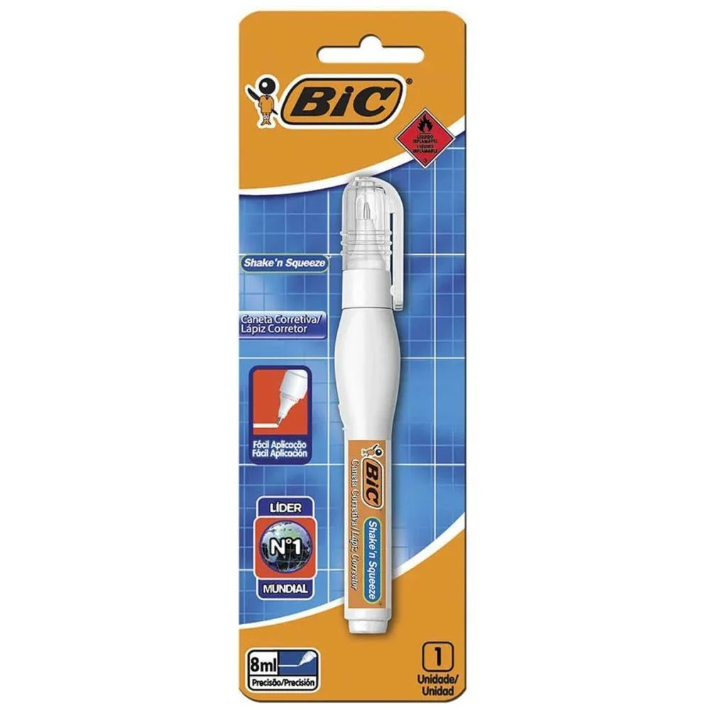 Caneta Corretiva Shake N Squeeze 8Ml Metal Bic (Bl.c/01)