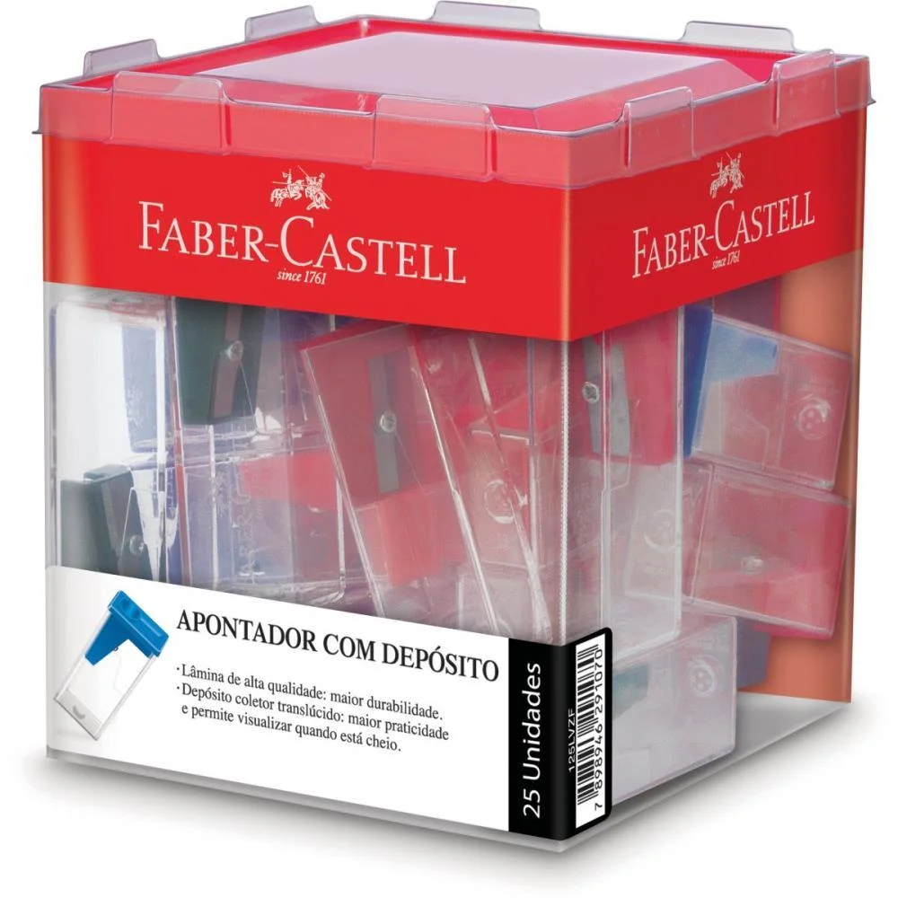 Apontador Com Deposito Transparente Color Grande Faber-Castell (Dp.c/25)