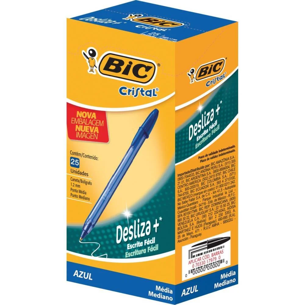 Caneta Esferografica Cristal Soft Azul Bic (Cx.c/25)