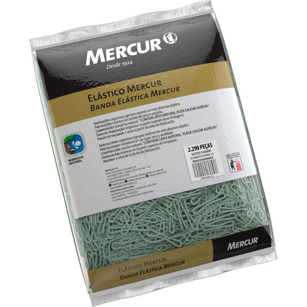 Elastico Para Alimento Verde N.12 1Kg 2290 Pecas Mercur (Pacote)
