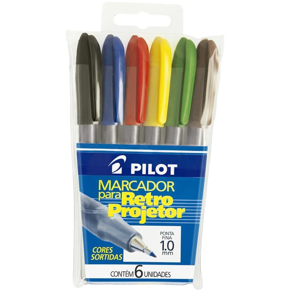 Caneta Retroprojetor 1.0Mm Marcador 6 Cores Pilot (Blister)