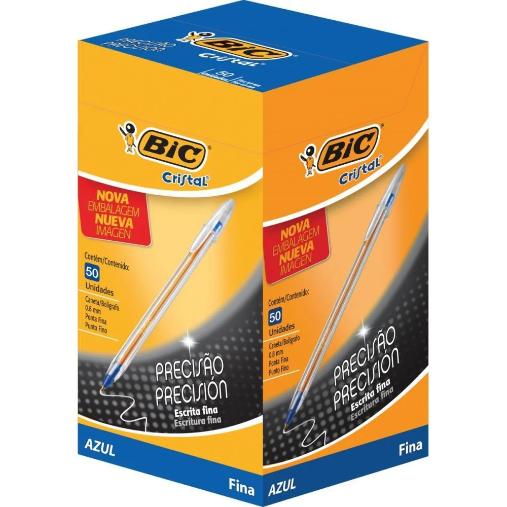 Caneta Esferografica Cristal Fina Azul Bic (Cx.c/50)