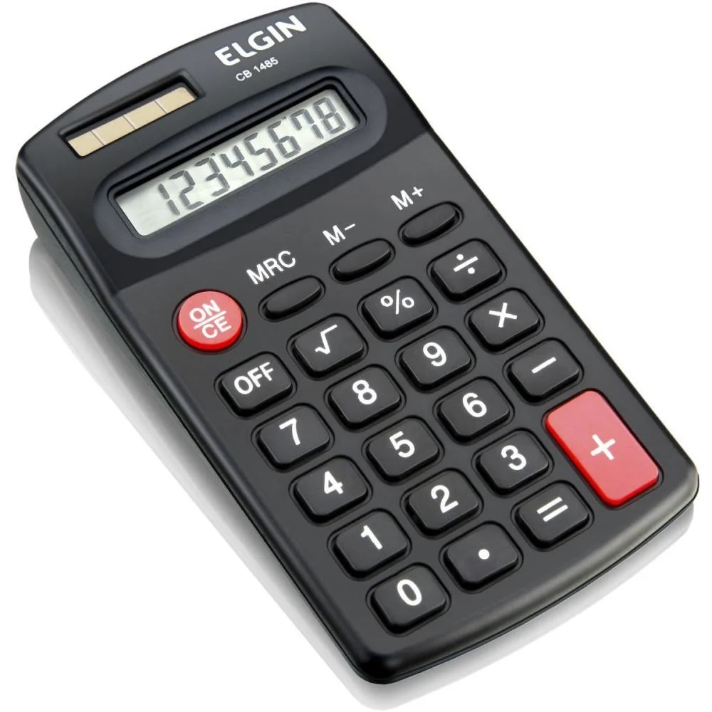 Calculadora De Bolso 8 Dig. Solar/Pilha Aa Preta Elgin (Unidade)