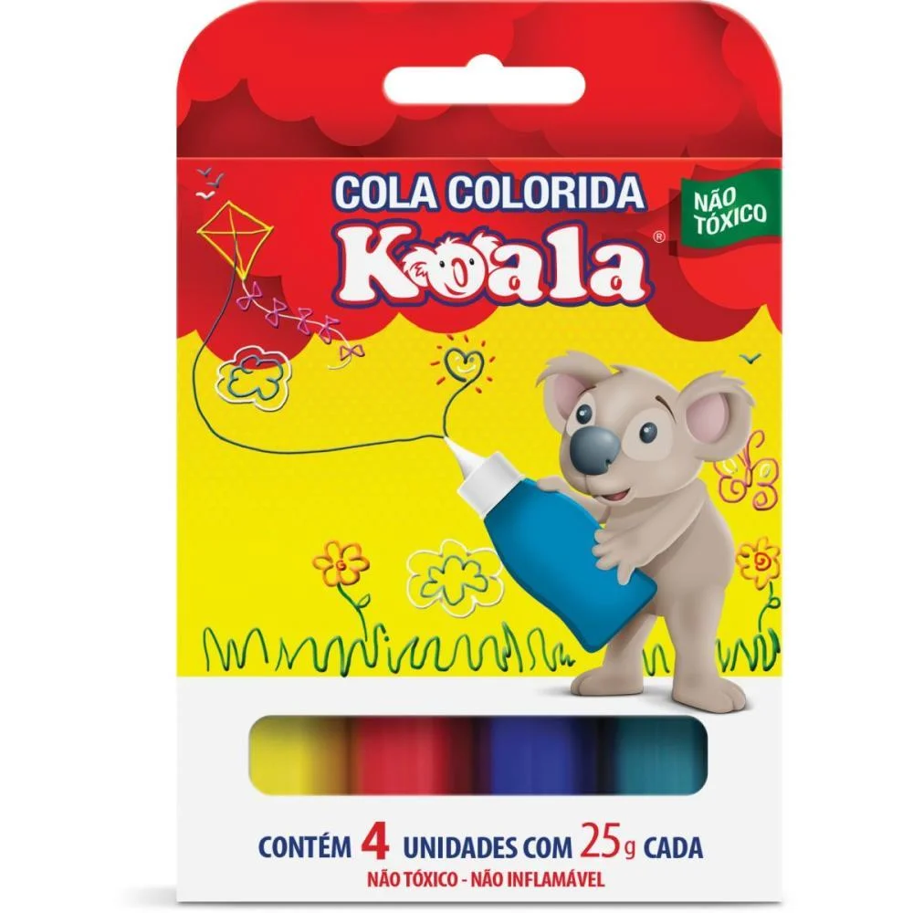 Cola Colorida Koala 4 Cores 25G Delta (Estojo)