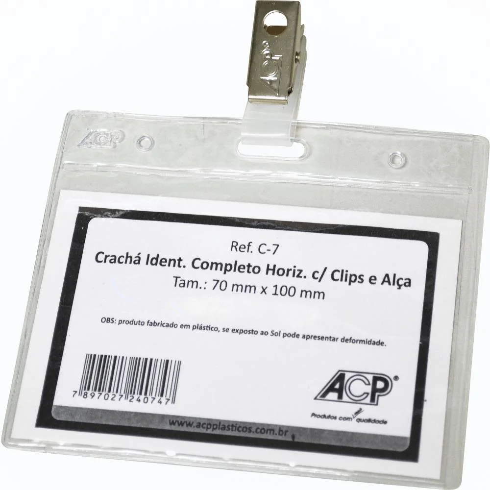 Cracha Com Presilha Cristal Horiz.c/Clips Acp (Pct.c/50)
