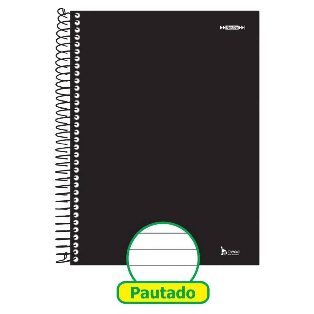 Caderno Espiral 1/4 Capa Dura Neutro Preto 200 Folhas Tamoio (Pct.c/05)