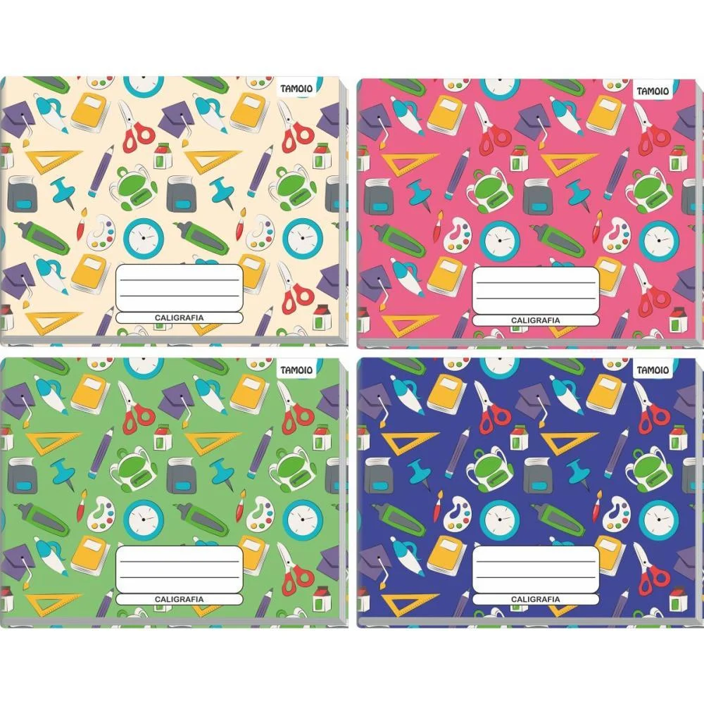 Caderno Caligrafia Capa Dura Decorado 48F 1/4 Broch.horiz. Tamoio (Pct.c/05)