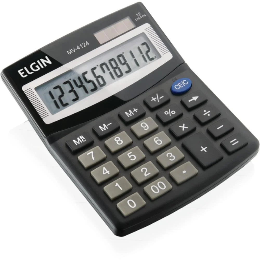 Calculadora De Mesa 12 Dig. Solar/Bateria Preta Elgin (Unidade)