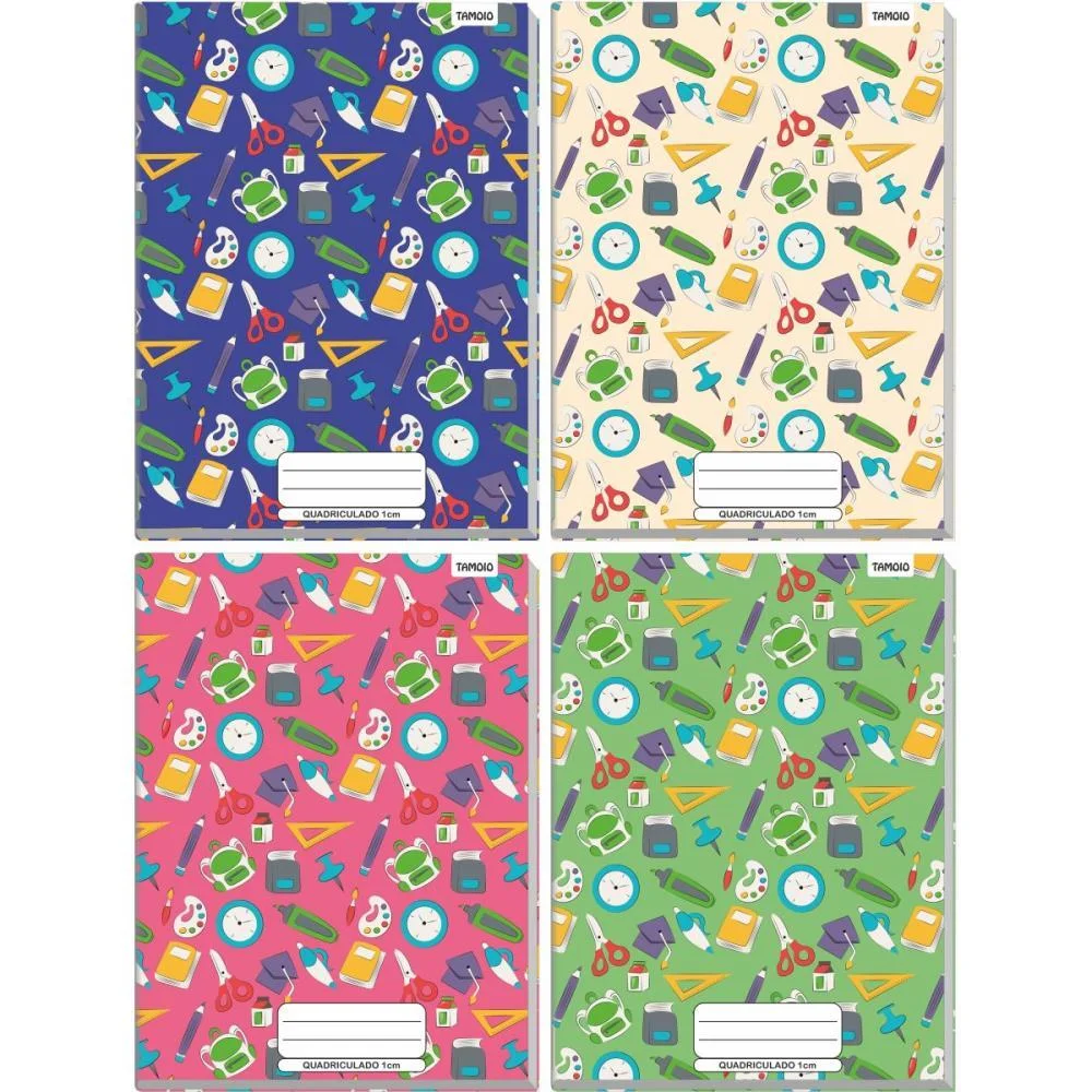 Caderno Quadriculado Univers. 1X1Cm 48F Broch. Decorado Cd Tamoio (Pct.c/05)
