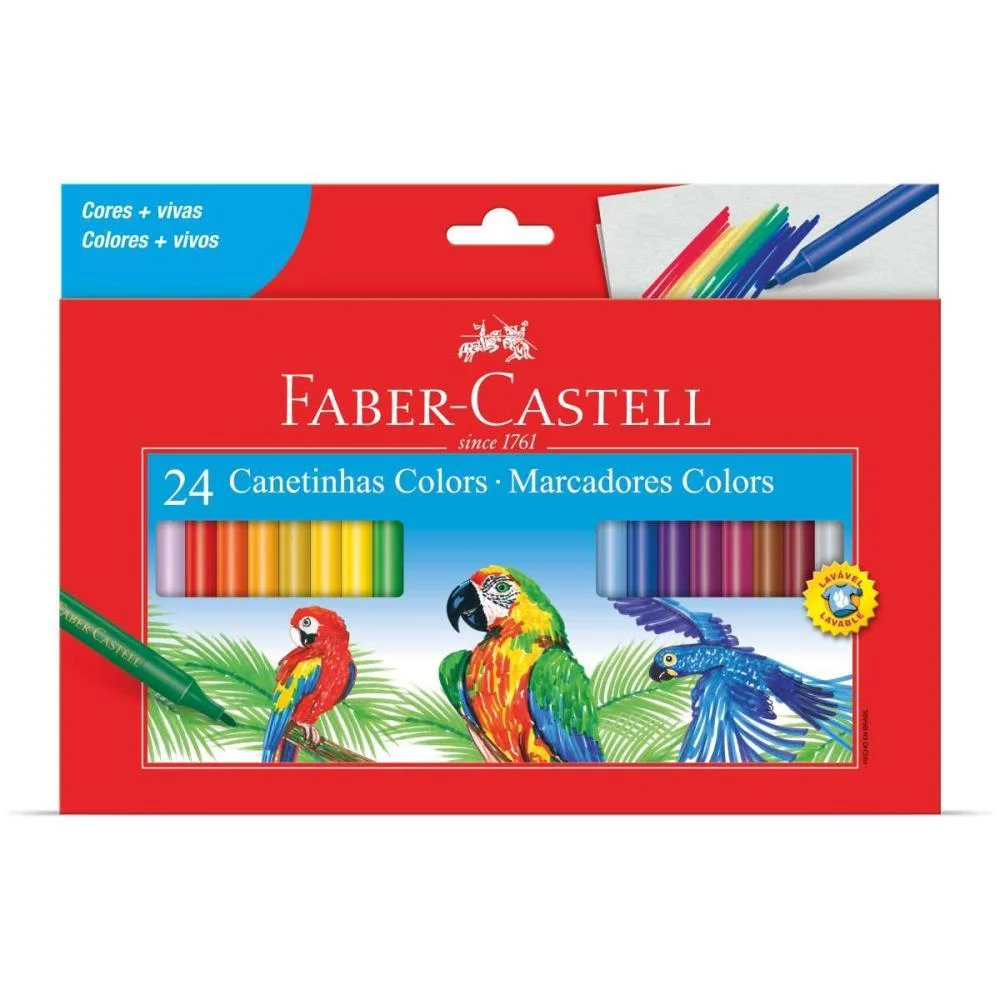 Caneta Hidrografica Prestocolor Regular 24 Cores Faber-Castell (Pct.c/06)