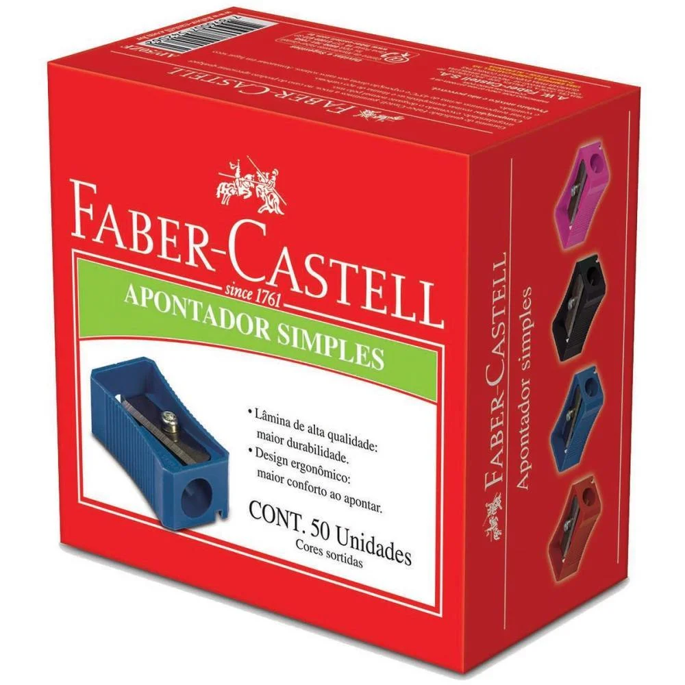 Apontador Sem Deposito Classico Cores Sortidas Faber-Castell (Cx.c/50)