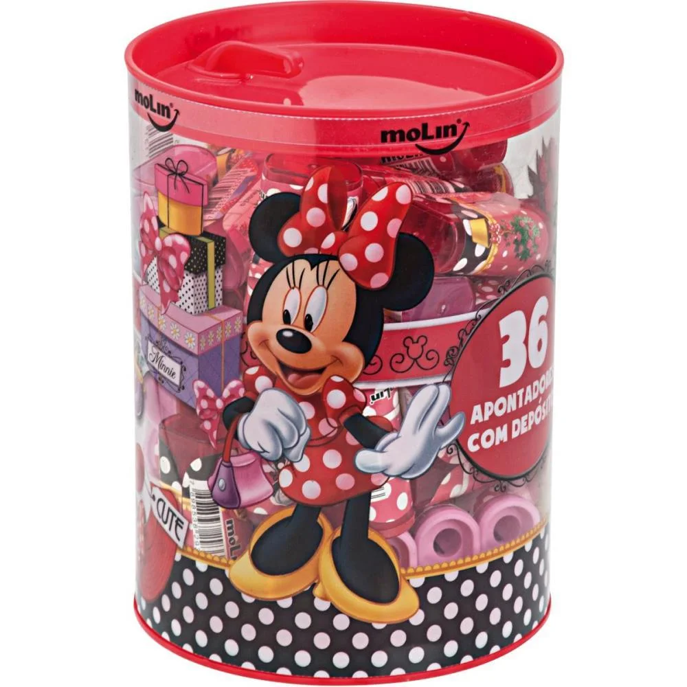 Apontador Com Deposito Decor. Minnie 1 Furo Sortidos Molin (Pote-36)