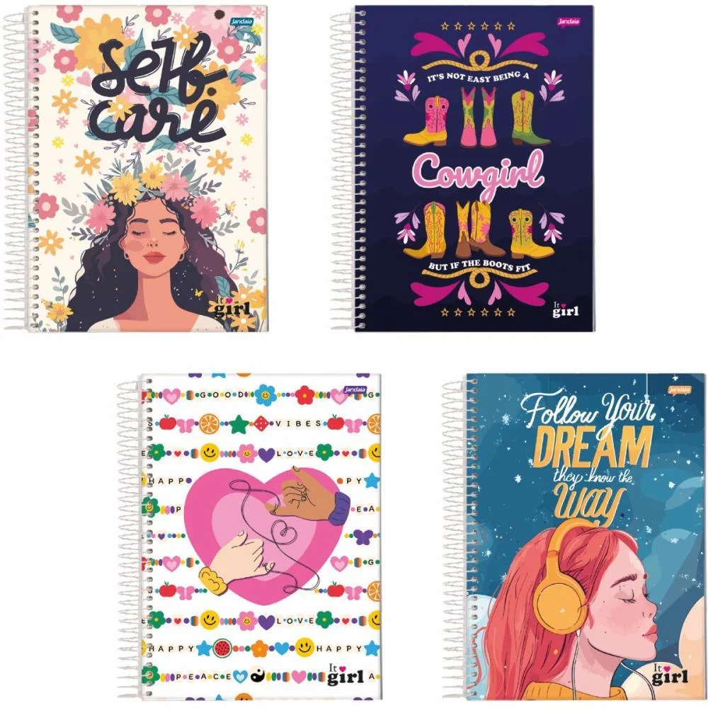 Caderno 10X1 Capa Dura It Girl 200Fls. Jandaia (Pct.c/04)