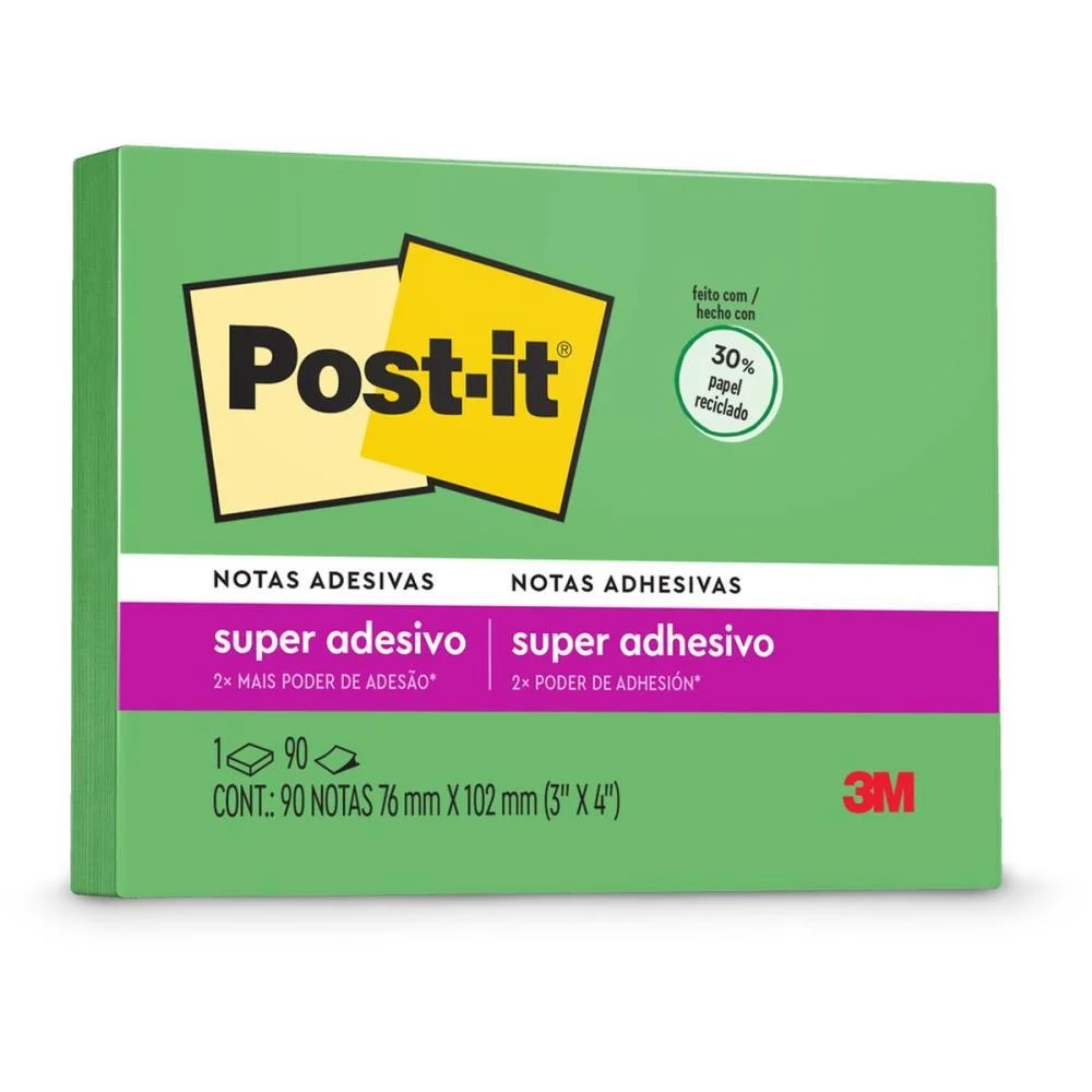 Bloco De Recado Post-It 657 Verde Recl. 76X102Mm 90Fls 3M (Unidade)