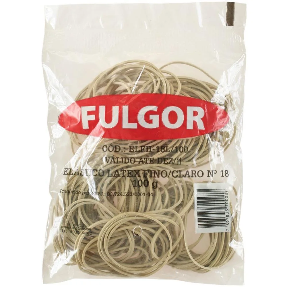 Elastico Latex Fino/Claro N.18 100G Fulgor (Pacote)