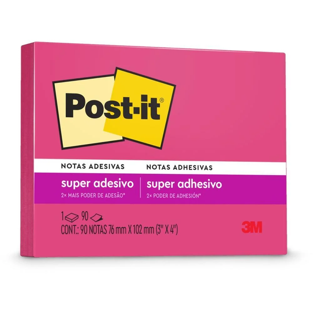 Bloco De Recado Post-It 76X102Mm Rosa 90Fls. 3M (Unidade)