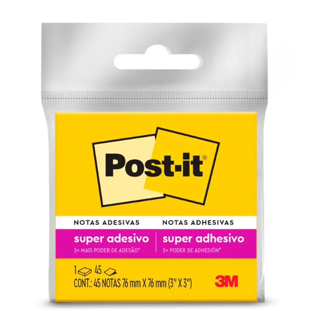 Bloco De Recado Post-It 76X76Mm Amarelo Neon 45Fls. 3M (Unidade)