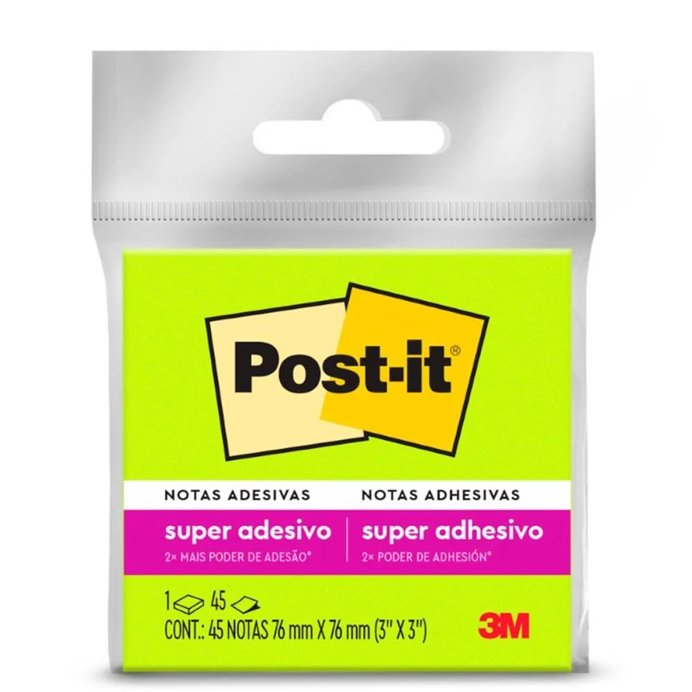 Bloco De Recado Post-It 76X76Mm Verde 45Fls. 3M (Unidade)