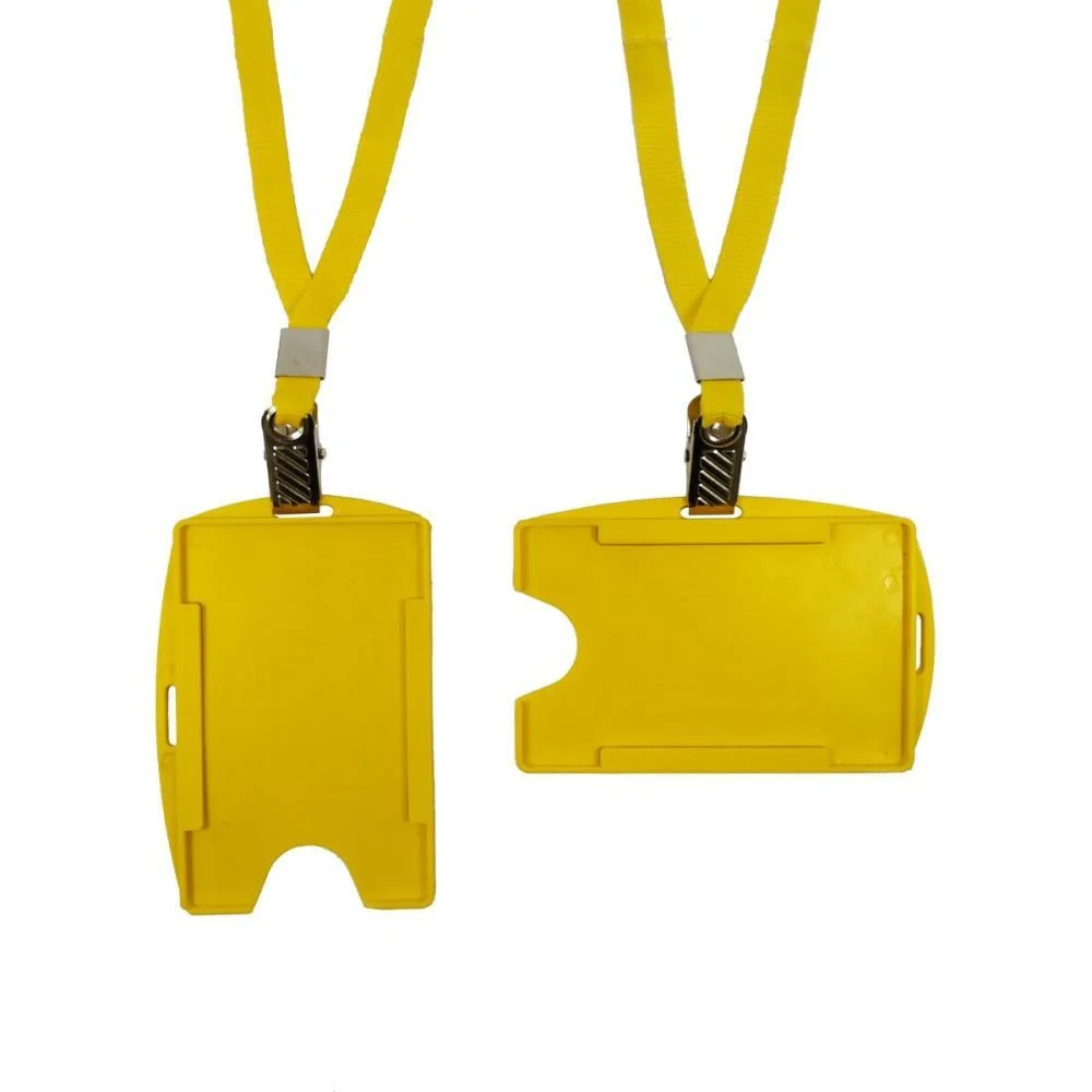 Cordao Para Cracha Tecido Amarelo C/Pres. Jacare Mares (Pct.c/10)