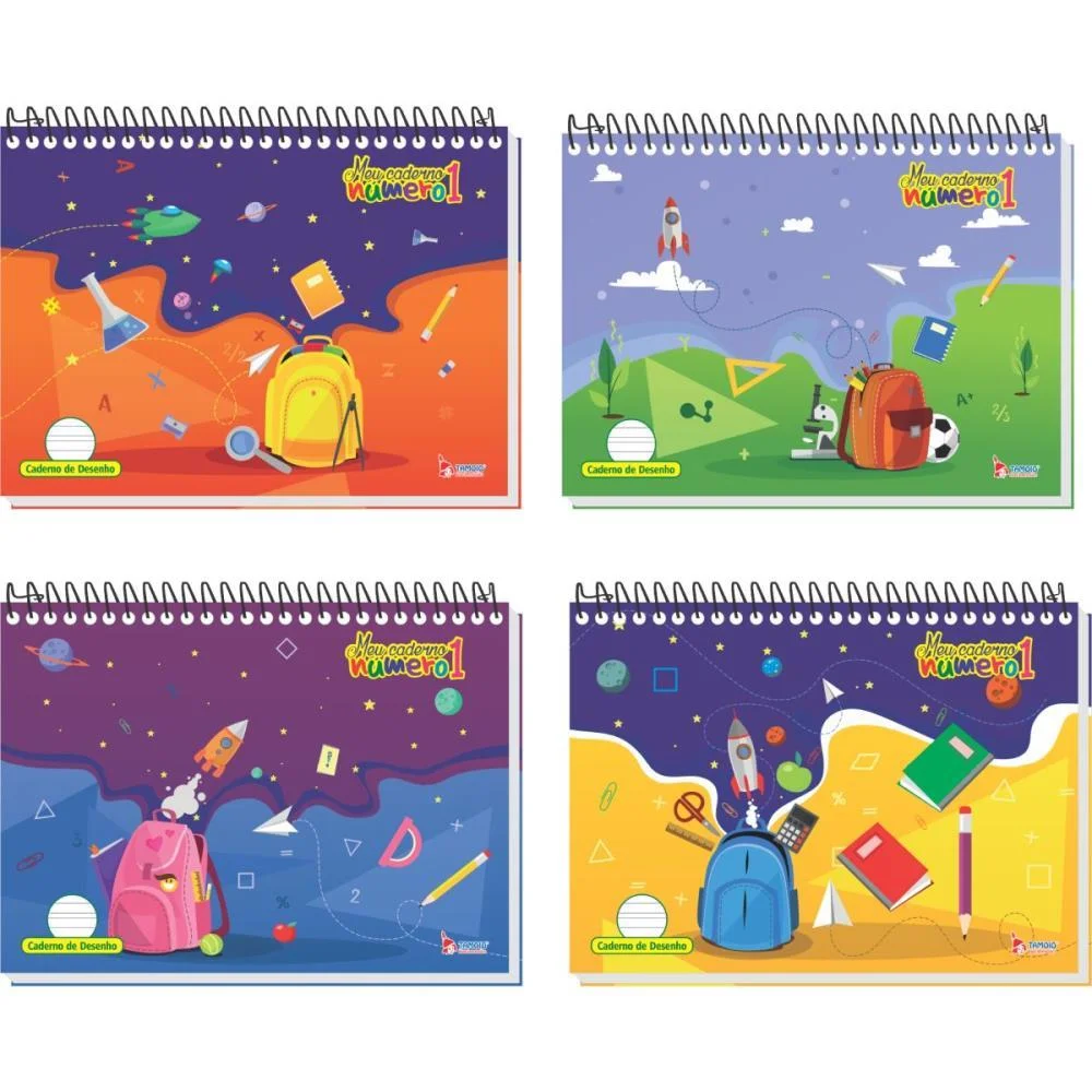Caderno Desenho Univ Capa Dura Numero 1 40F 150G. Espiral Tamoio (Pct.c/04)