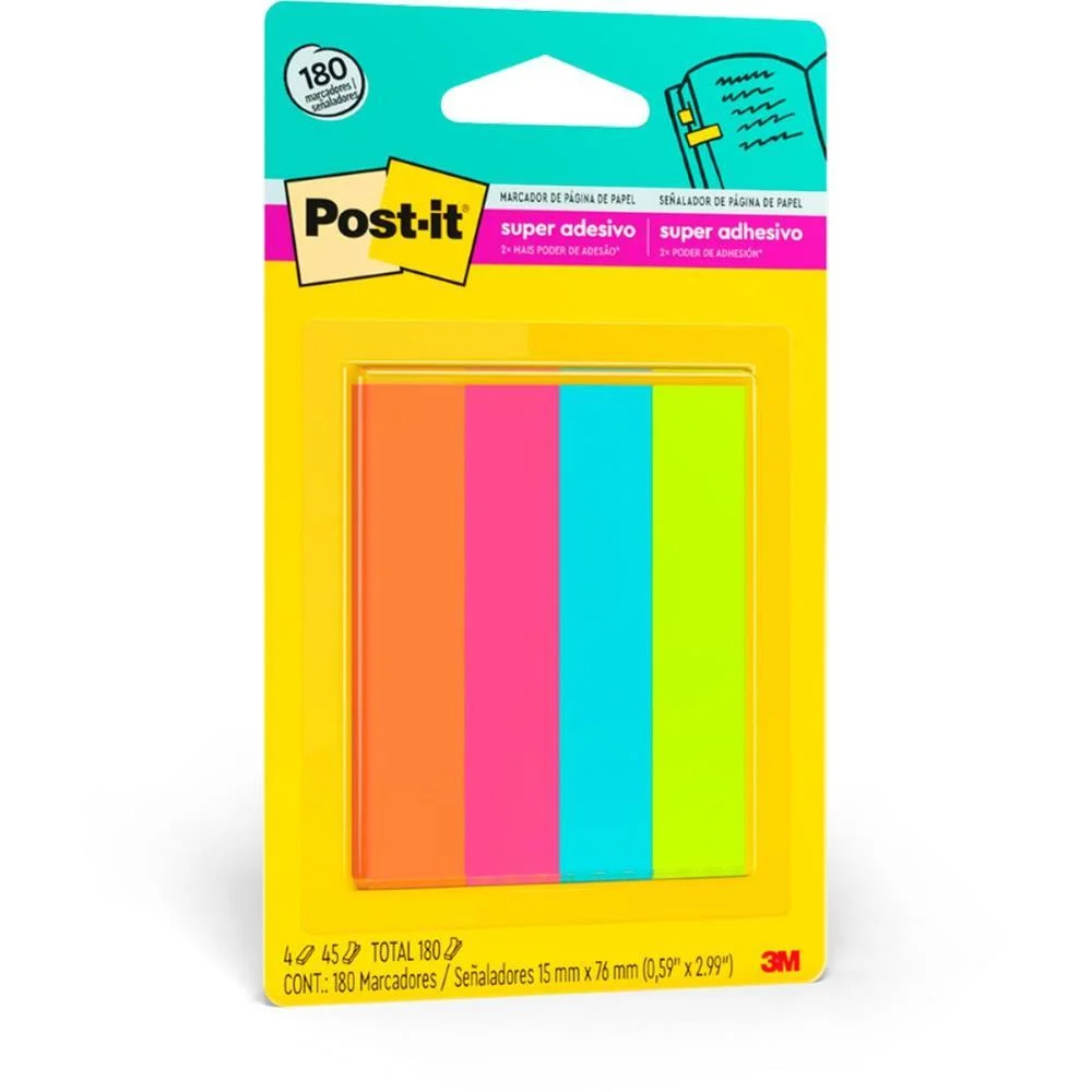 Bloco Marcador Pagina Adesivo Flags 4 Cores Papel 180F. 3M (Unidade)