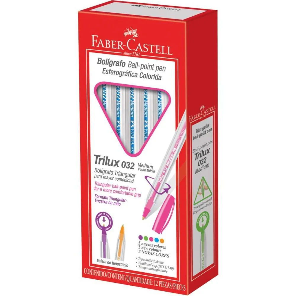 Caneta Esferografica Trilux Colors 1.0Mm Rosa Faber-Castell (Cx.c/12)