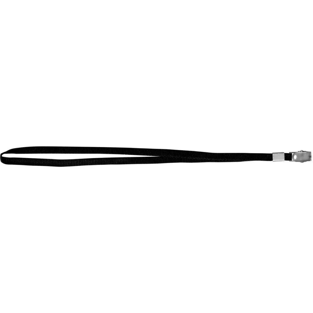 Cordao Para Cracha Tecido Preto C/Jacare Reflex (Pct.c/12)