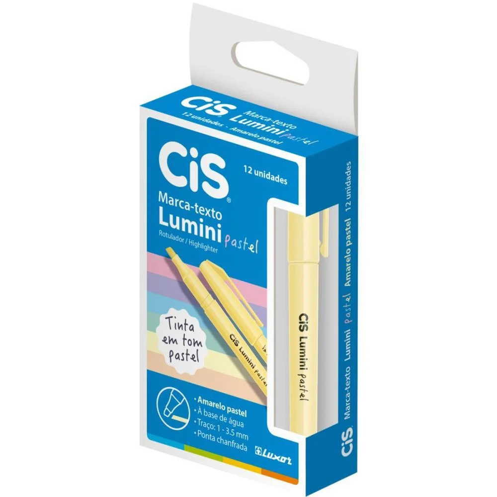 Caneta Marca Texto Cis Lumini Amarelo Pastel Sertic (Cx.c/12)