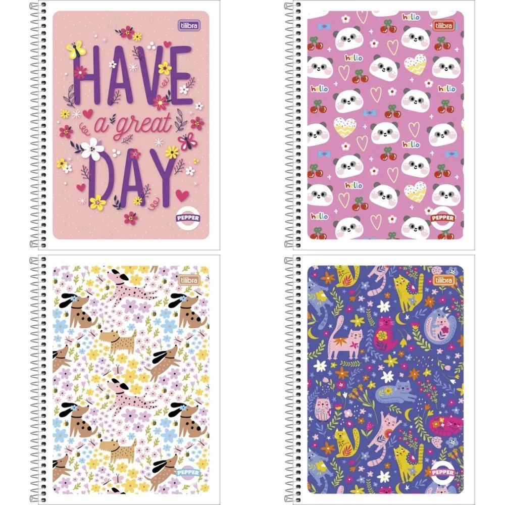 Caderno 01X1 Flexivel Pepper Feminino 80 Folhas Tilibra (Pct.c/04)