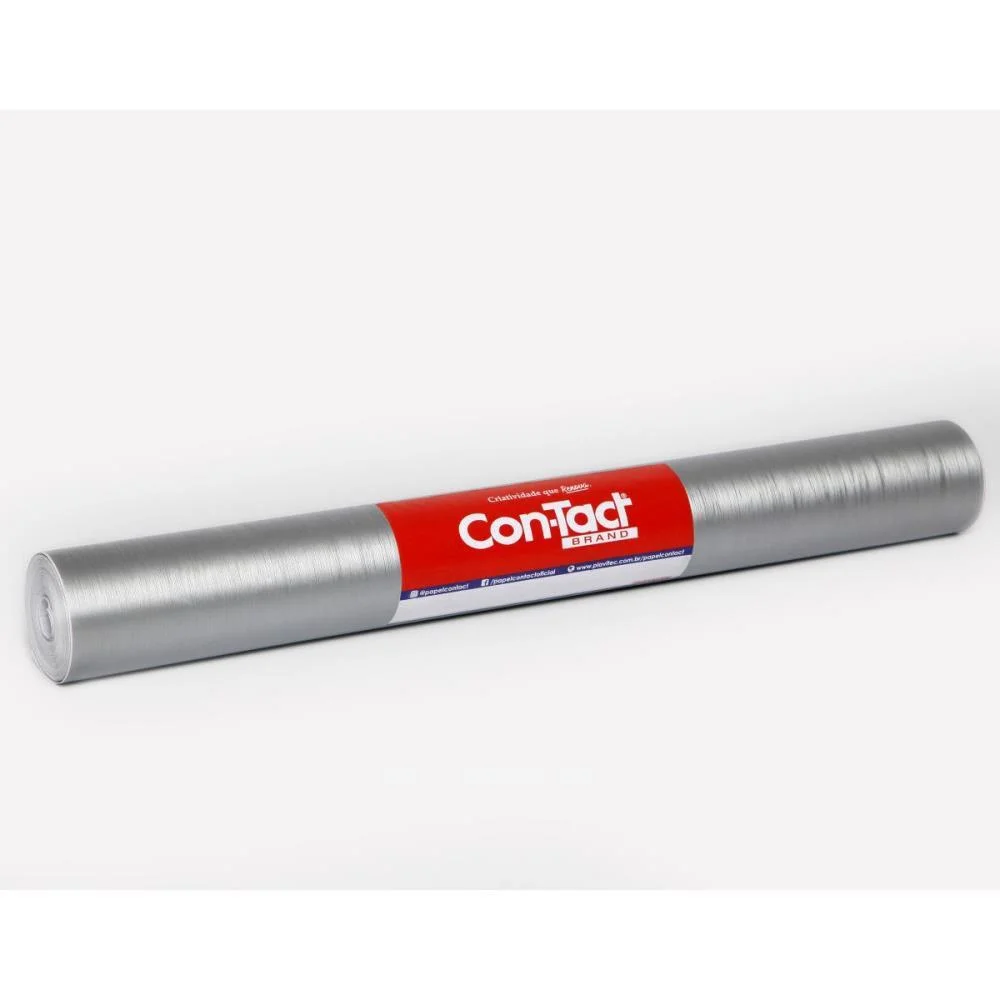 Contact Decorado 45Cmx10M Aco Escovado Prata Contact (Rolo)
