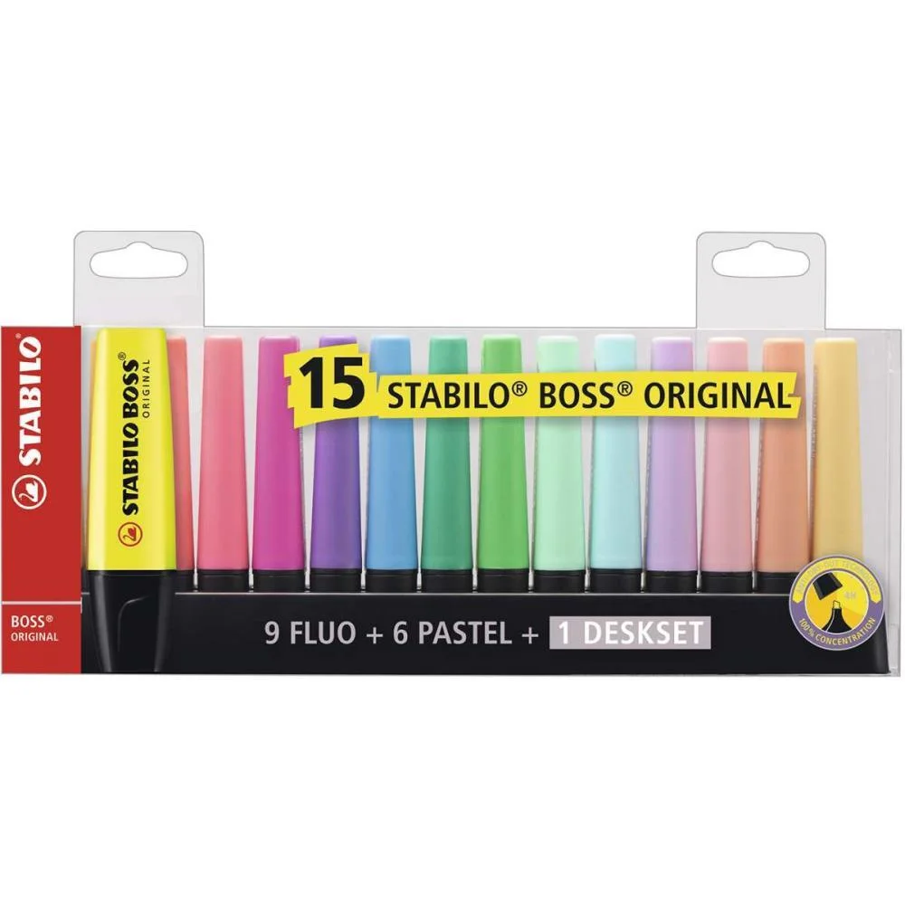 Caneta Marca Texto Stabilo Boss 15Cores Sertic (Est.c/15)