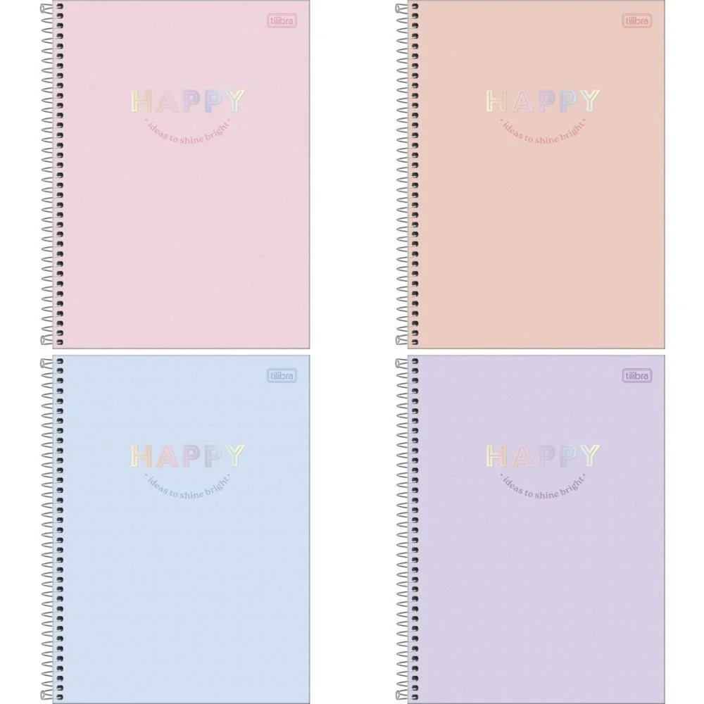 Caderno 01X1 Capa Dura Happy 80Fls. Tilibra (Pct.c/04)