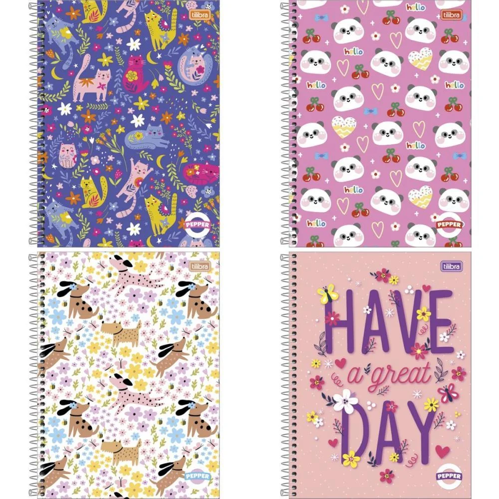 Caderno 20X1 Capa Dura Pepper Feminino 320Fls. Tilibra (Pct.c/02)
