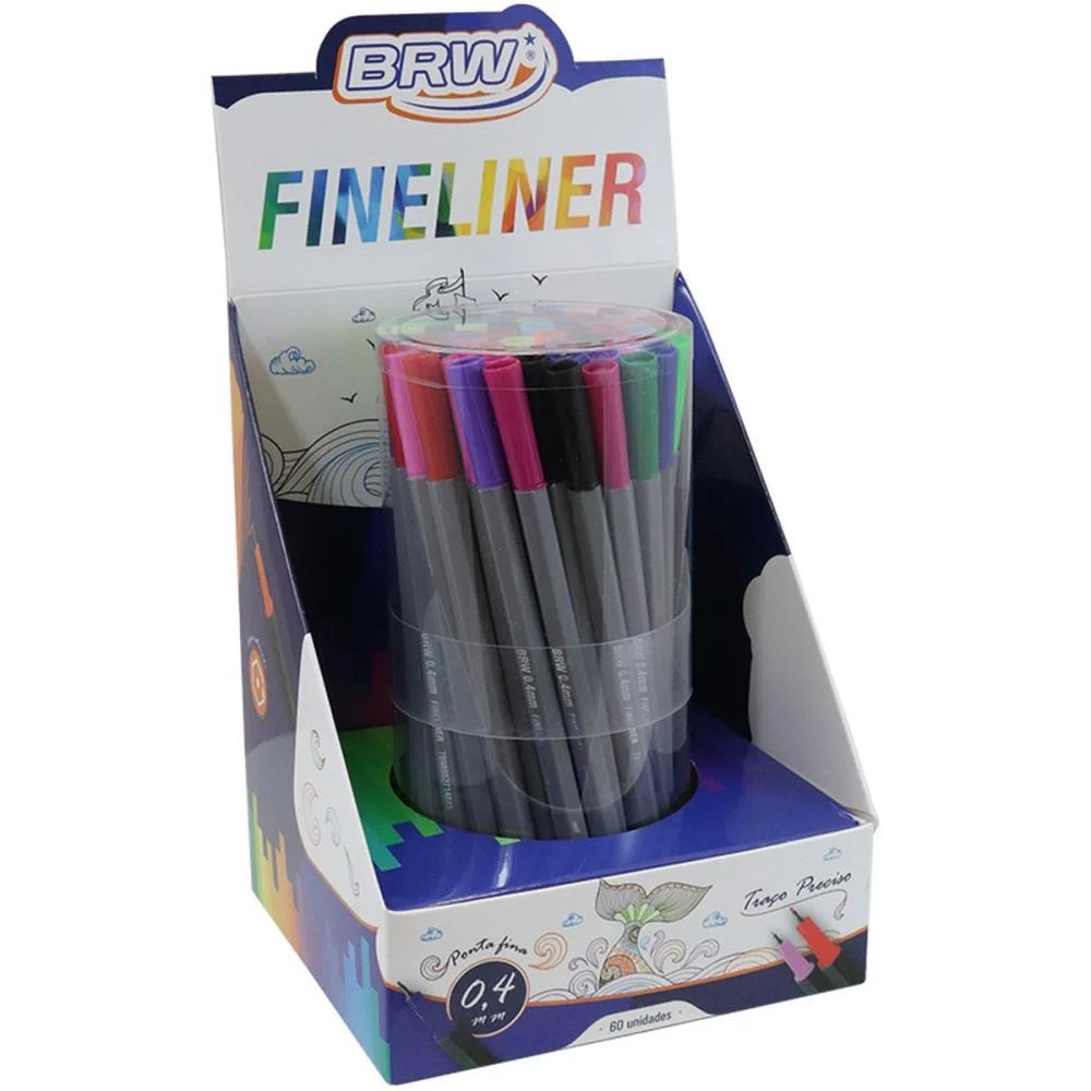 Caneta Com Ponta Porosa Fineliner 0.4Mm 12 Cores Brw (Dp.c/60)