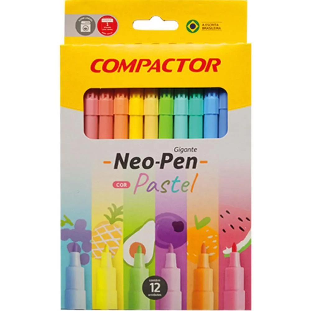 Caneta Hidrografica Neo Pen Gigante 12 Cores Paste Compactor (Cx.c/05)