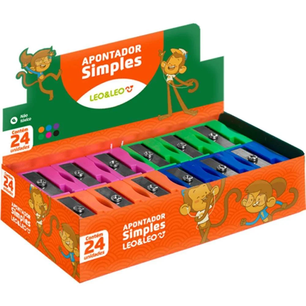 Apontador Sem Deposito Leo E Leo Simples Cores Leonora (Cx.c/24)