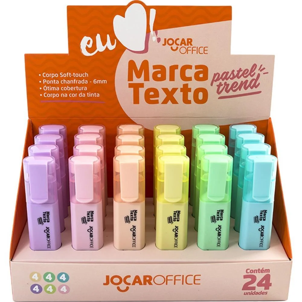 Caneta Marca Texto Jocar 6 Cores Pastel Leonora (Dp.c/24)