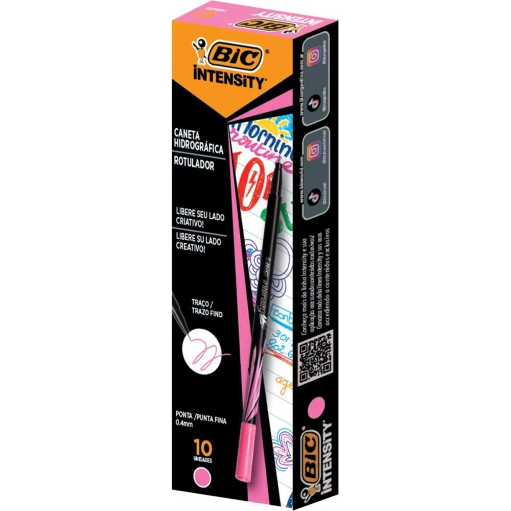 Caneta Com Ponta Porosa Intensity 0.4Mm Rosa Bic (Cx.c/10)